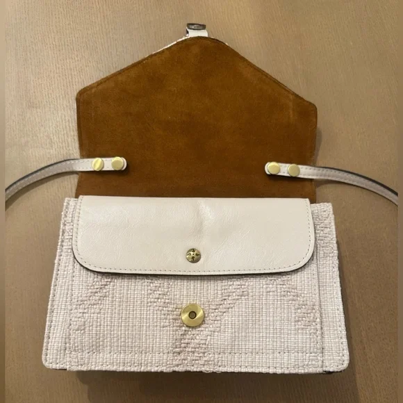 Patricia Nash Woven Crossbody Bag Cream Neutral Leather Trim NWOT Coastal Chic - Picture 4 of 9